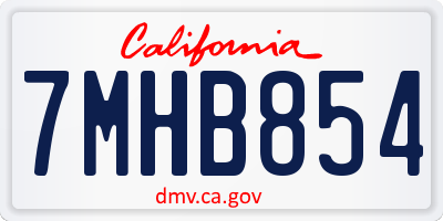 CA license plate 7MHB854