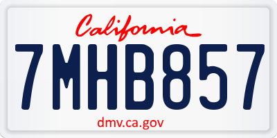 CA license plate 7MHB857