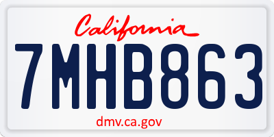CA license plate 7MHB863