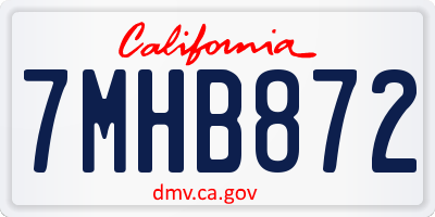 CA license plate 7MHB872