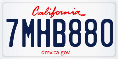 CA license plate 7MHB880