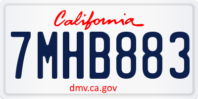 CA license plate 7MHB883