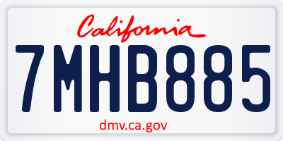 CA license plate 7MHB885