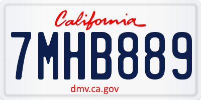 CA license plate 7MHB889
