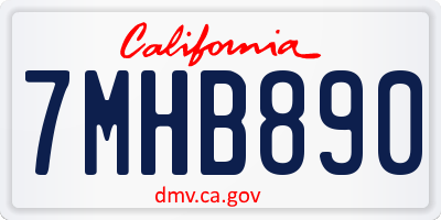 CA license plate 7MHB890