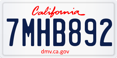 CA license plate 7MHB892