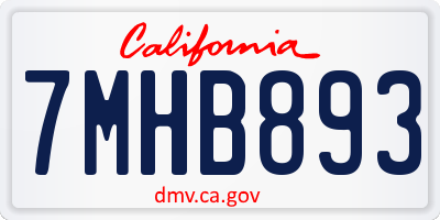 CA license plate 7MHB893