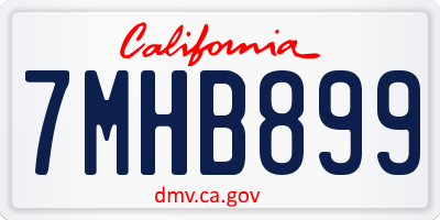 CA license plate 7MHB899