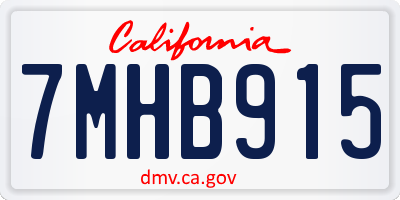 CA license plate 7MHB915