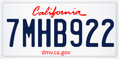 CA license plate 7MHB922