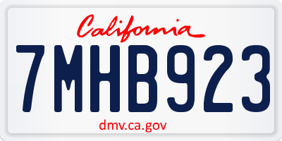 CA license plate 7MHB923