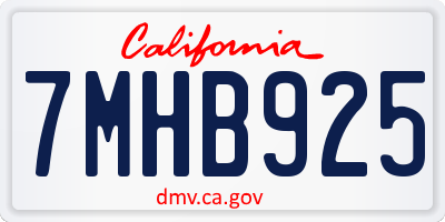 CA license plate 7MHB925