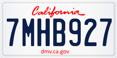 CA license plate 7MHB927