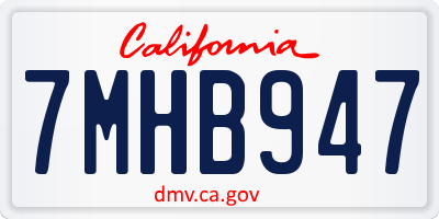 CA license plate 7MHB947