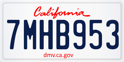 CA license plate 7MHB953