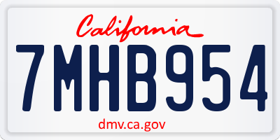 CA license plate 7MHB954
