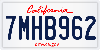 CA license plate 7MHB962