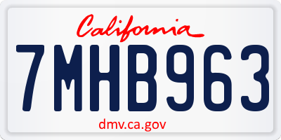 CA license plate 7MHB963
