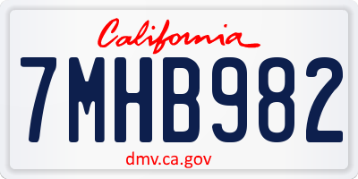 CA license plate 7MHB982