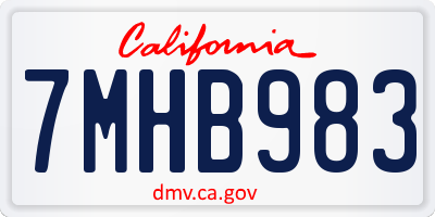 CA license plate 7MHB983