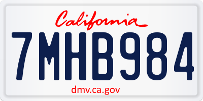 CA license plate 7MHB984