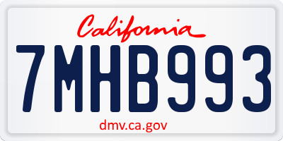 CA license plate 7MHB993