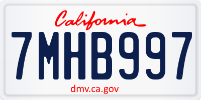 CA license plate 7MHB997