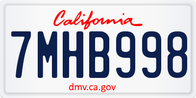 CA license plate 7MHB998