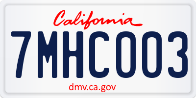 CA license plate 7MHC003