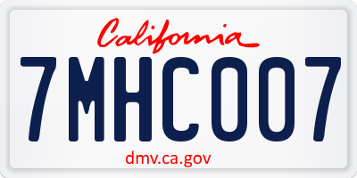 CA license plate 7MHC007