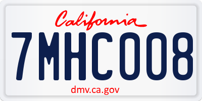 CA license plate 7MHC008