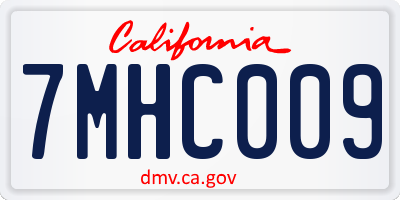 CA license plate 7MHC009
