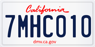 CA license plate 7MHC010