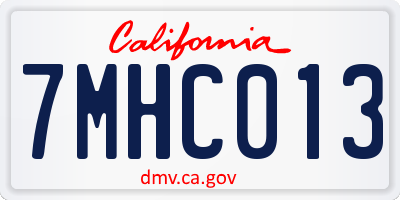 CA license plate 7MHC013