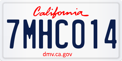 CA license plate 7MHC014