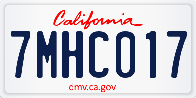 CA license plate 7MHC017