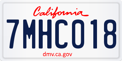 CA license plate 7MHC018
