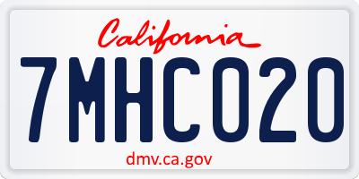CA license plate 7MHC020