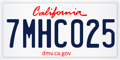 CA license plate 7MHC025