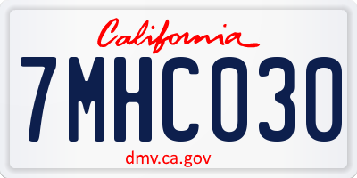 CA license plate 7MHC030