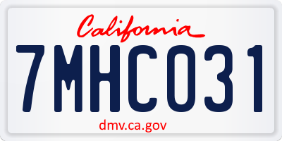 CA license plate 7MHC031