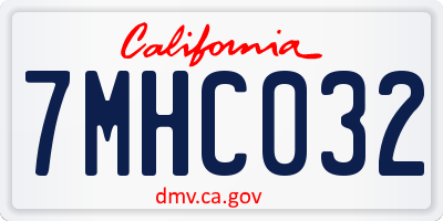 CA license plate 7MHC032