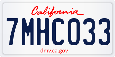 CA license plate 7MHC033
