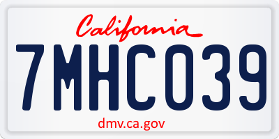 CA license plate 7MHC039