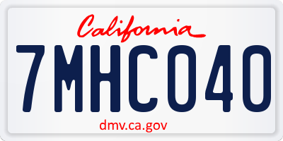 CA license plate 7MHC040