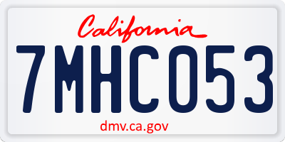 CA license plate 7MHC053