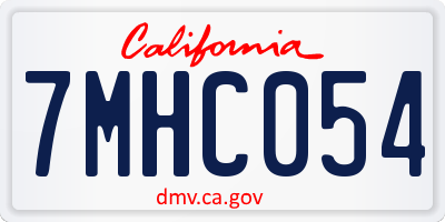 CA license plate 7MHC054