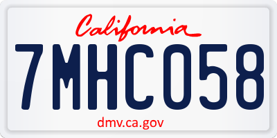 CA license plate 7MHC058