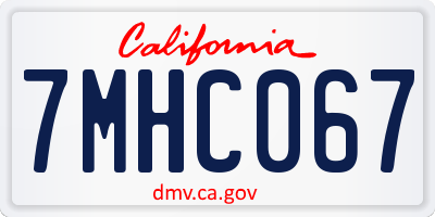 CA license plate 7MHC067
