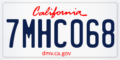 CA license plate 7MHC068